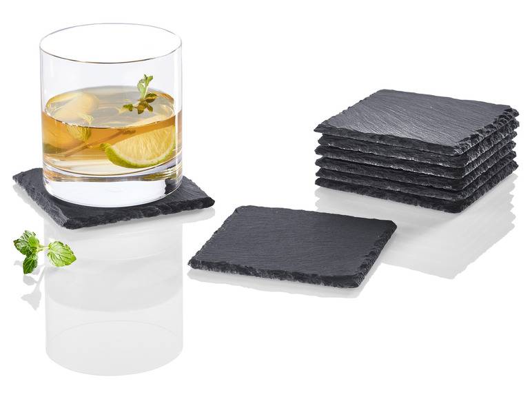 LIVARNO home Schiefer-Servierplatten / Schiefer-Untersetzer, mit Antirutsch-Füßen Discount Store für neue Produkte