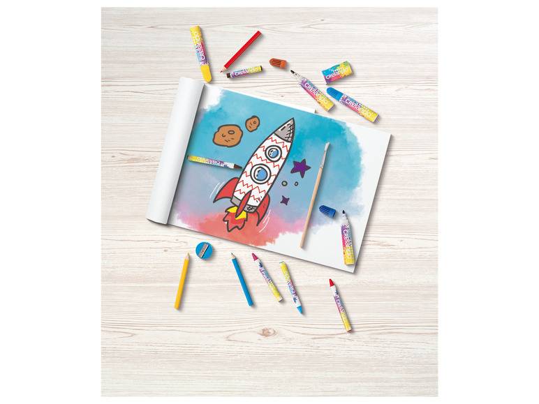 crelando® Kinder-Malkoffer, mit Farben, Stiften und Zubehör Blitzangebot