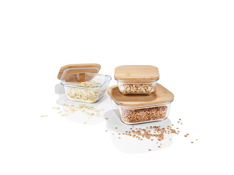 ERNESTO® Glas-Aufbewahrungsdosen-Set, mit Bambusdeckel Begrenztes Angebot