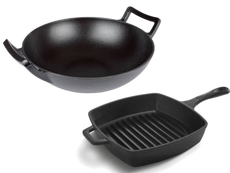 GRILLMEISTER Gusseisen mit Wok und Bratpfanne Saisonschlussverkauf