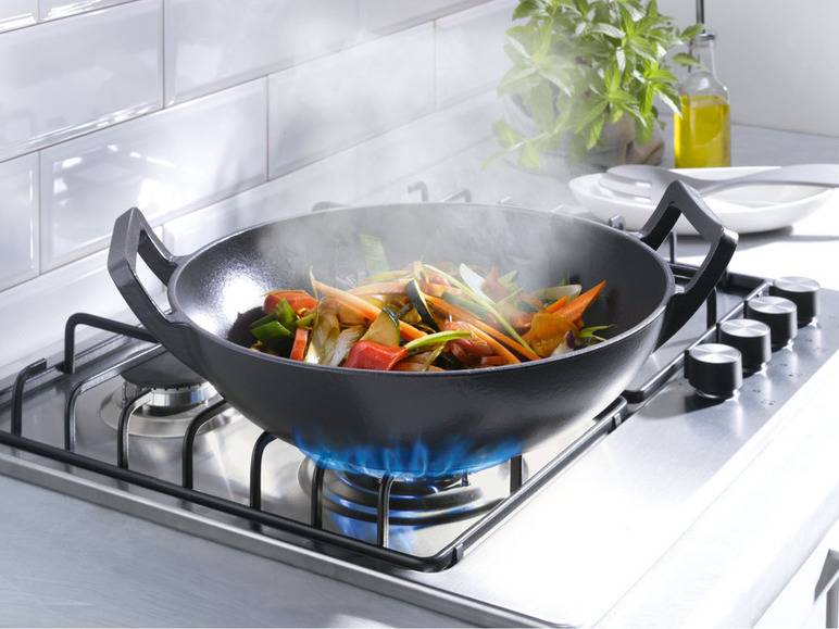 GRILLMEISTER Gusseisen mit Wok und Bratpfanne Saisonschlussverkauf