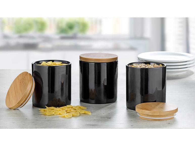 Esmeyer Porzellandosen mit Bambusdeckel 3er Set Kauf eins, bekomm eins gratis