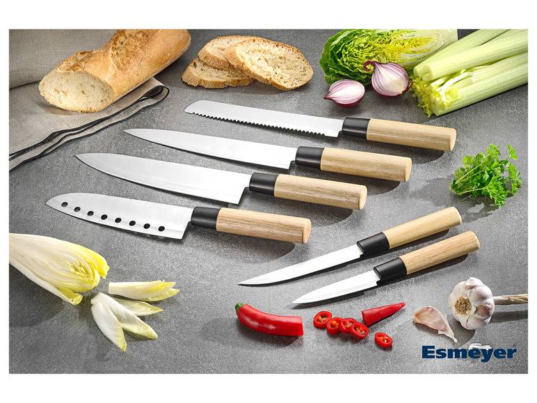 Esmeyer Asia Messerset 6-teilig aus Edelstahl/Holzgriff Kauf eins, bekomm eins gratis