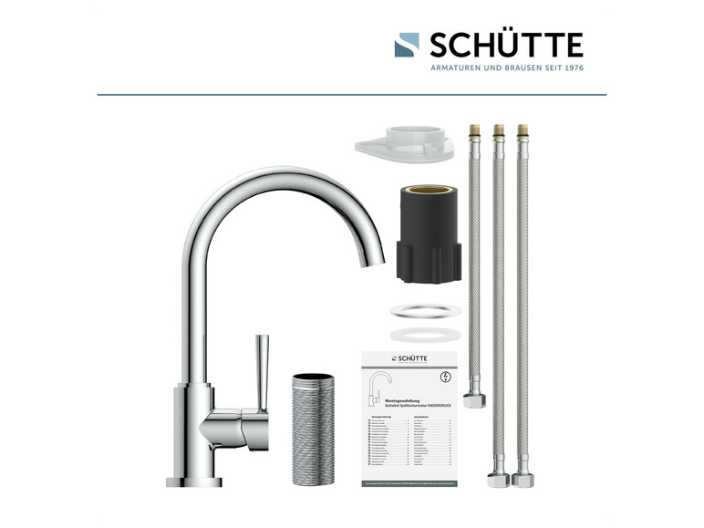 Schütte Küchenarmatur »CORNWALL«, Niederdruck Armatur Küche, 360° Wasserhahn Küche Riesige Ersparnisse