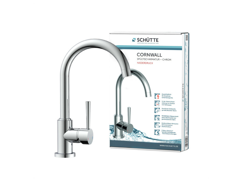 Schütte Küchenarmatur »CORNWALL«, Niederdruck Armatur Küche, 360° Wasserhahn Küche Riesige Ersparnisse
