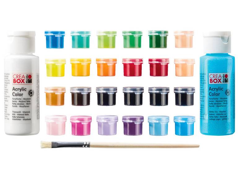 Marabu CREABOX Acrylfarben »Mini«, 27-teilig, inkl. Pinsel Saisonschlussverkauf