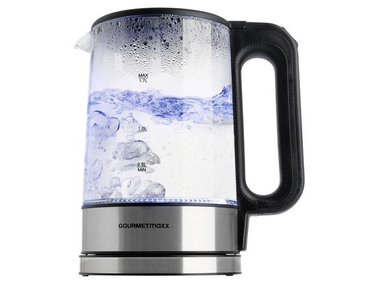 GOURMETmaxx Glas-Wasserkocher, 1,7 l, kabellos, LED JETZT KAUFEN