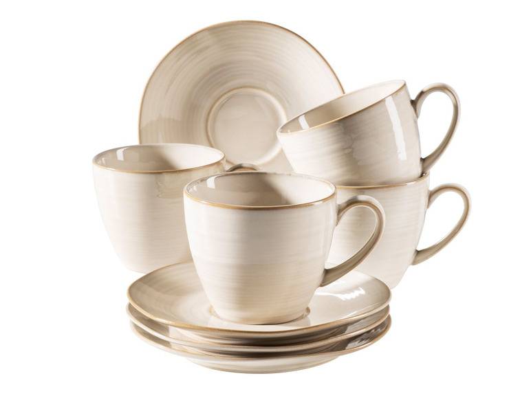 MÄSER Serie Nottinham, Vintage Kaffeetassen Set für 4 Personen, Untertassen mit organischen Formen im Retro Look Bis zu 60% Rabatt