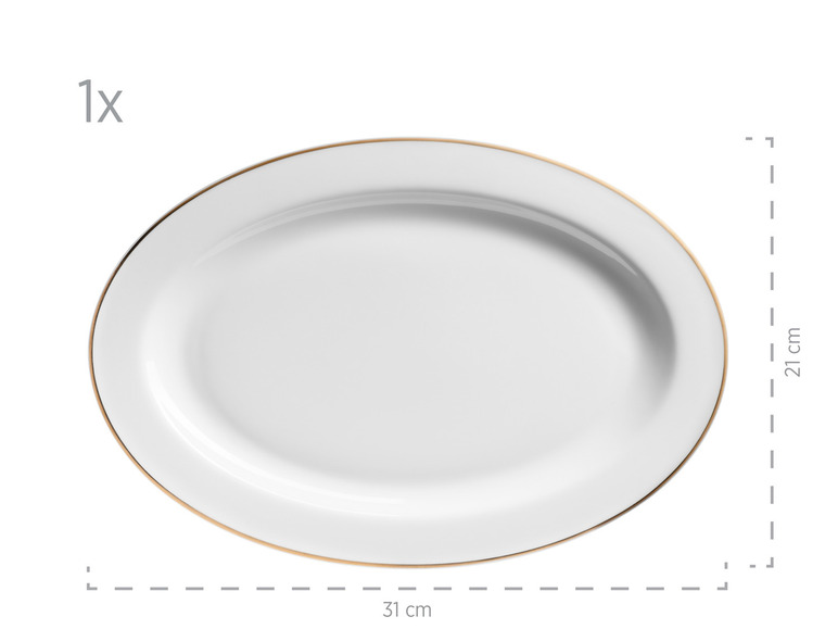 MÄSER Serie Professional Dining, Zubehör Set aus Müslischalen, Eierbechern, Schüsseln, Zuckerdose, Milchkännchen, Dipschälchen und Servierplatten, 24-teilig, Weiß mit Goldrand Outlet