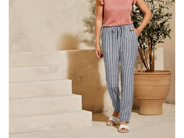 esmara® Damen Leinenhose mit Gummizugbund und Bindeband Outlet