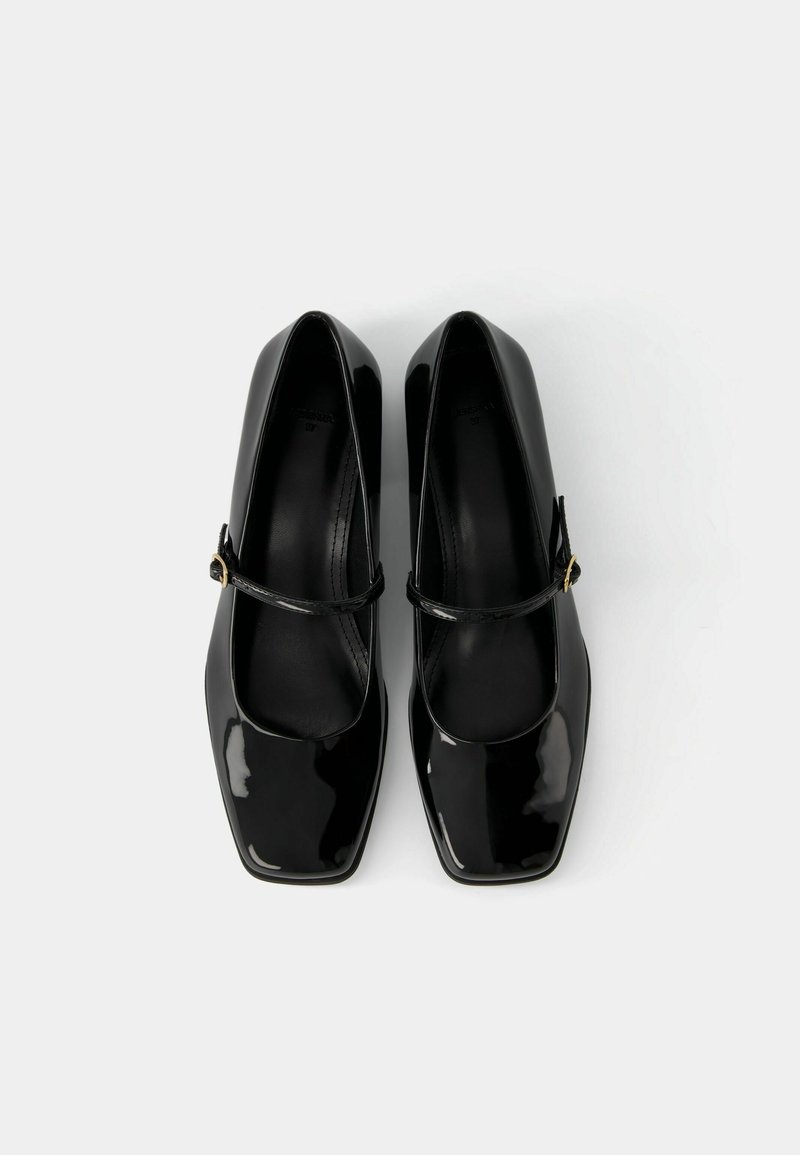 Bershka Bershka BLOCK-HEEL MARY JANES - Ankle strap ballet pumps - black Große Rabatte