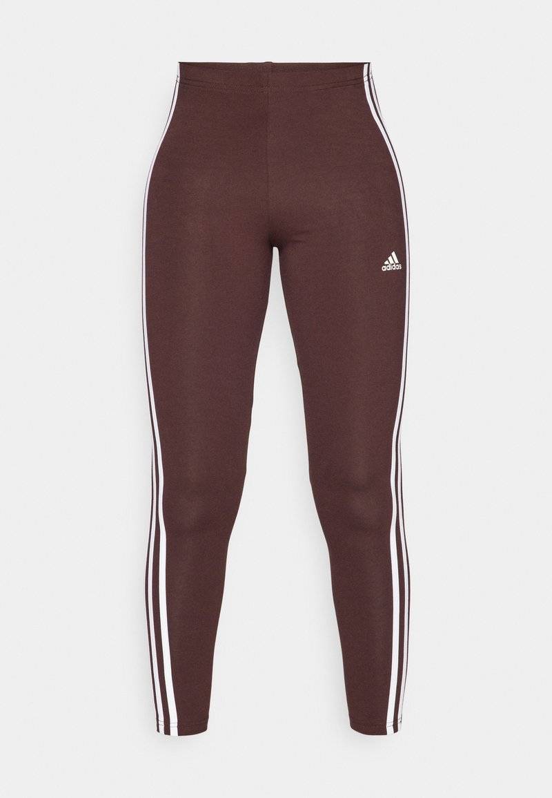 adidas Sportswear adidas Sportswear ESSENTIALS 3 STRIPES HIGH WAISTED - Leggings - shadow brown Lagerräumung