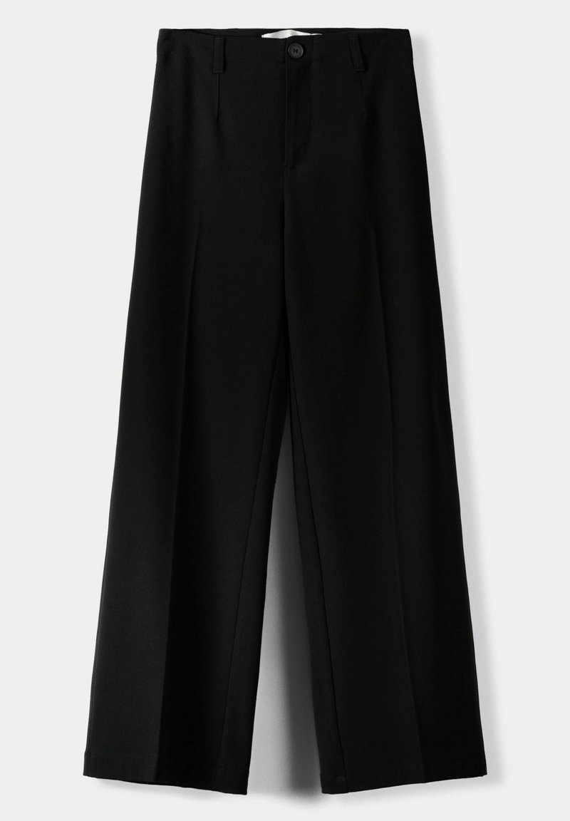 Bershka Bershka WIDE TAILORED - Trousers - black Kostenlose Rückgabe