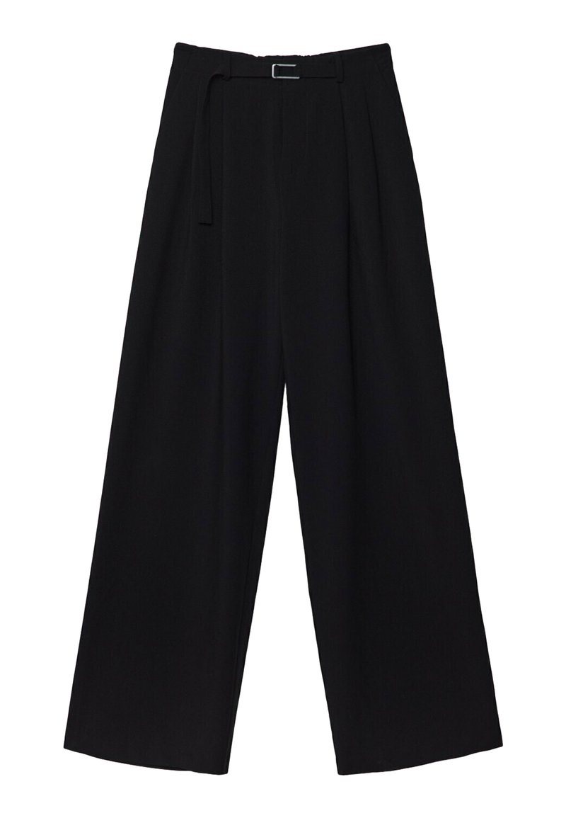 Stradivarius Stradivarius WITH BUCKLE DETAIL - Trousers - black Begrenzte Freigabe