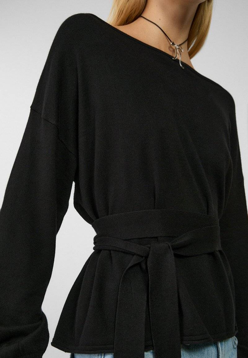 Stradivarius Stradivarius BOAT NECK - Jumper - black Bis zu 55% Rabatt