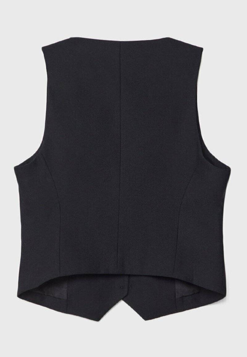 Stradivarius Stradivarius SHORT BUTTONED - Waistcoat - black Begrenzt auf 3 Tage