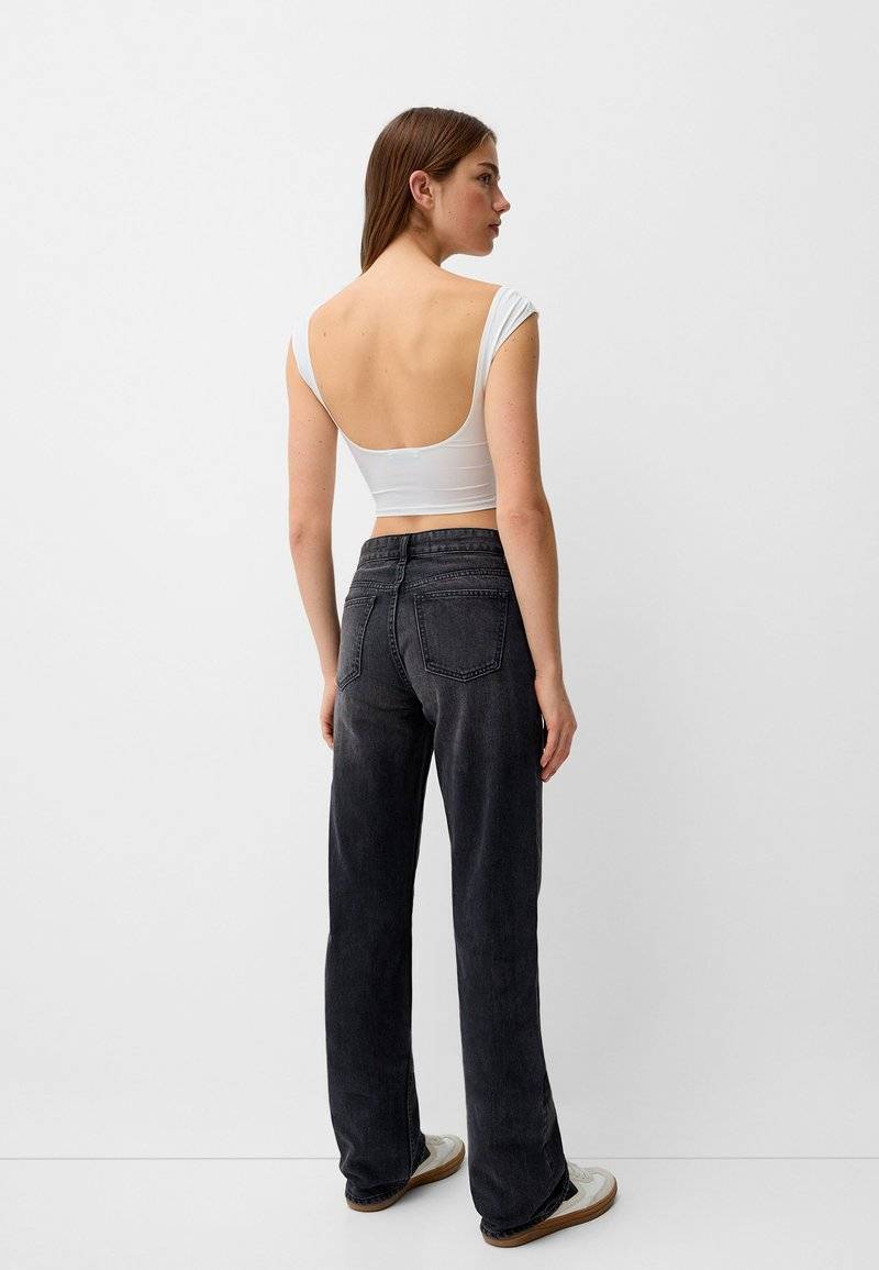 Bershka Bershka Straight leg jeans - dark grey Zeitbegrenzte Promotion