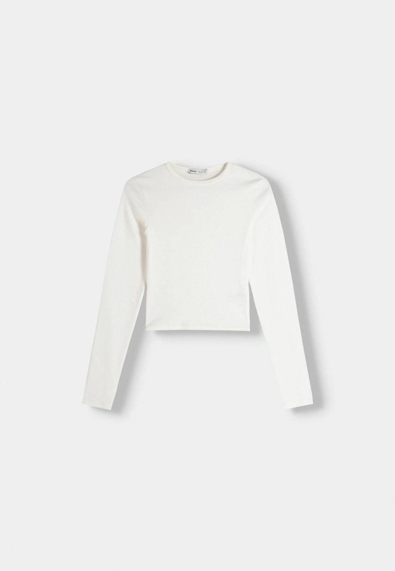 Bershka Bershka LONG SLEEVE - Long sleeved top - white Vierteljährliche Förderung