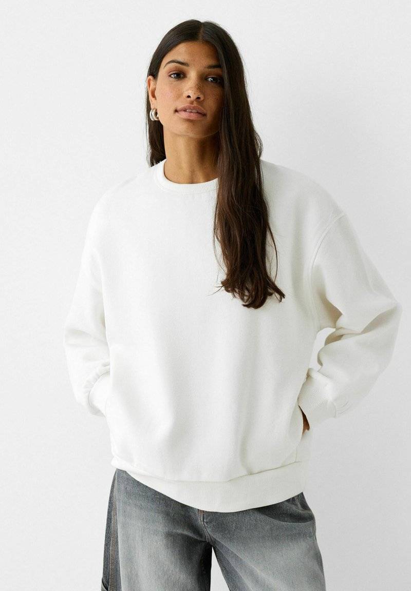 Bershka Bershka Sweatshirt - white Super Rabatt