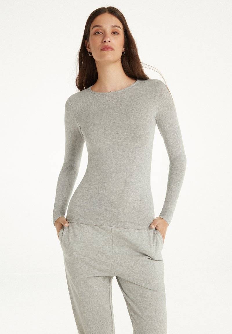 Tezenis Tezenis STRETCH ROUND-NECK - Long sleeved top - grigio melange chiar 50% Rabatt mit kostenlosem Versand