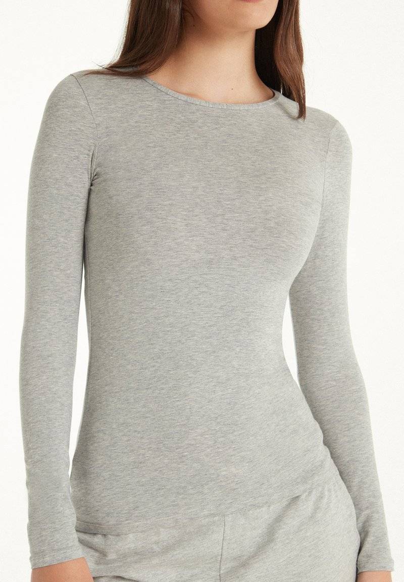 Tezenis Tezenis STRETCH ROUND-NECK - Long sleeved top - grigio melange chiar 50% Rabatt mit kostenlosem Versand