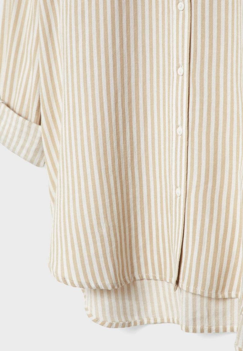Stradivarius Stradivarius STRIPED - Button-down blouse - stone Clearance-Verkauf