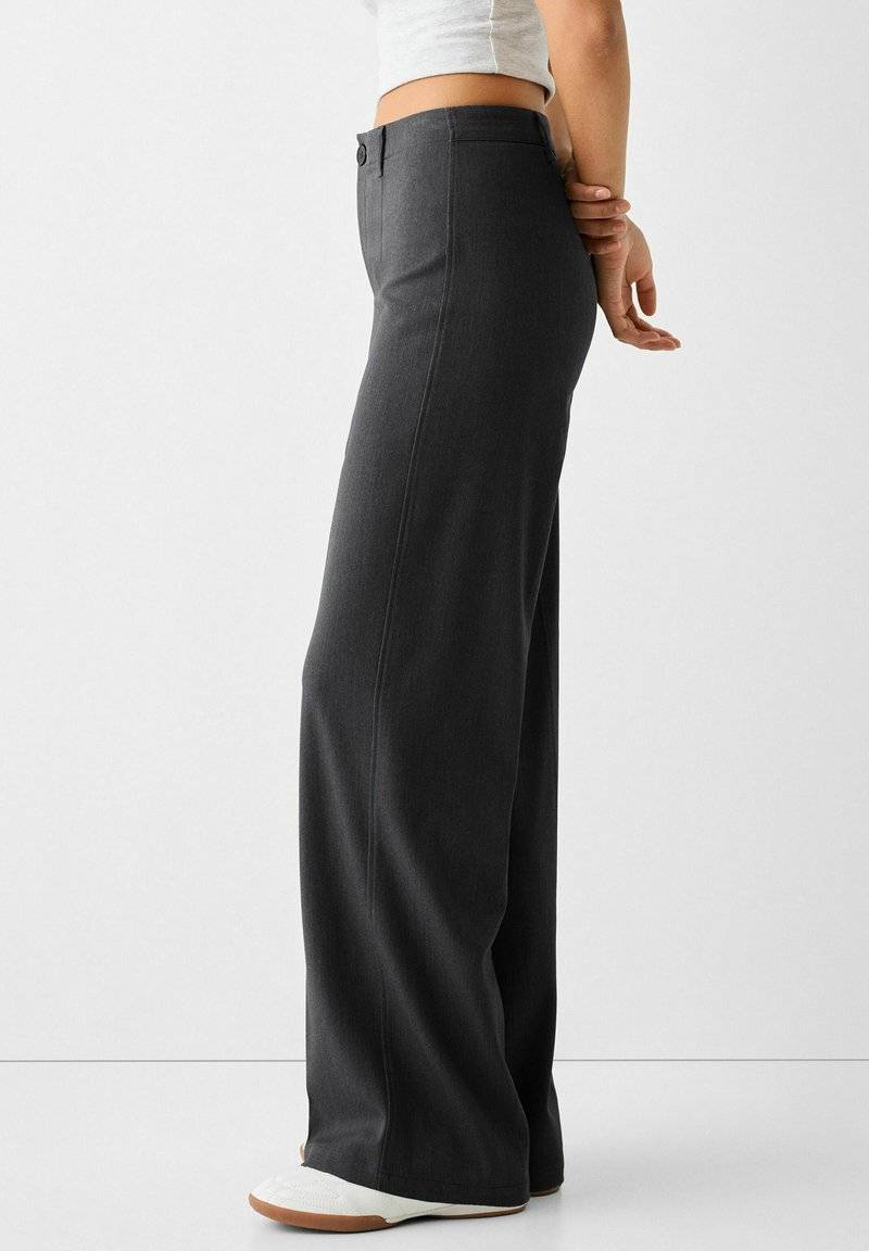 Bershka Bershka WIDE TAILORED - Trousers - mottled dark grey Fabrikladen