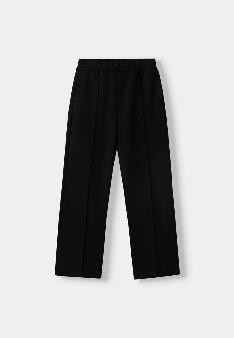 Bershka Bershka WIDE - Tracksuit bottoms - black Im Verkauf
