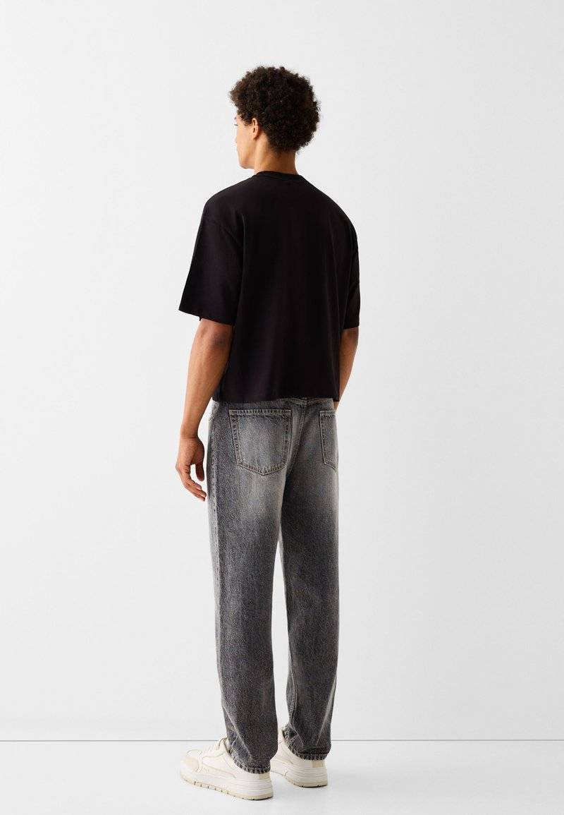 Bershka Bershka Straight leg jeans - mottled dark grey Letzte 2 Tage