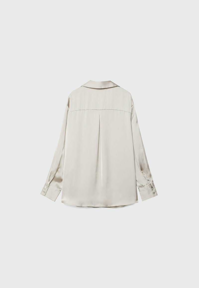 Stradivarius Stradivarius COLLARED - Button-down blouse - stone Bis zu 50% Rabatt