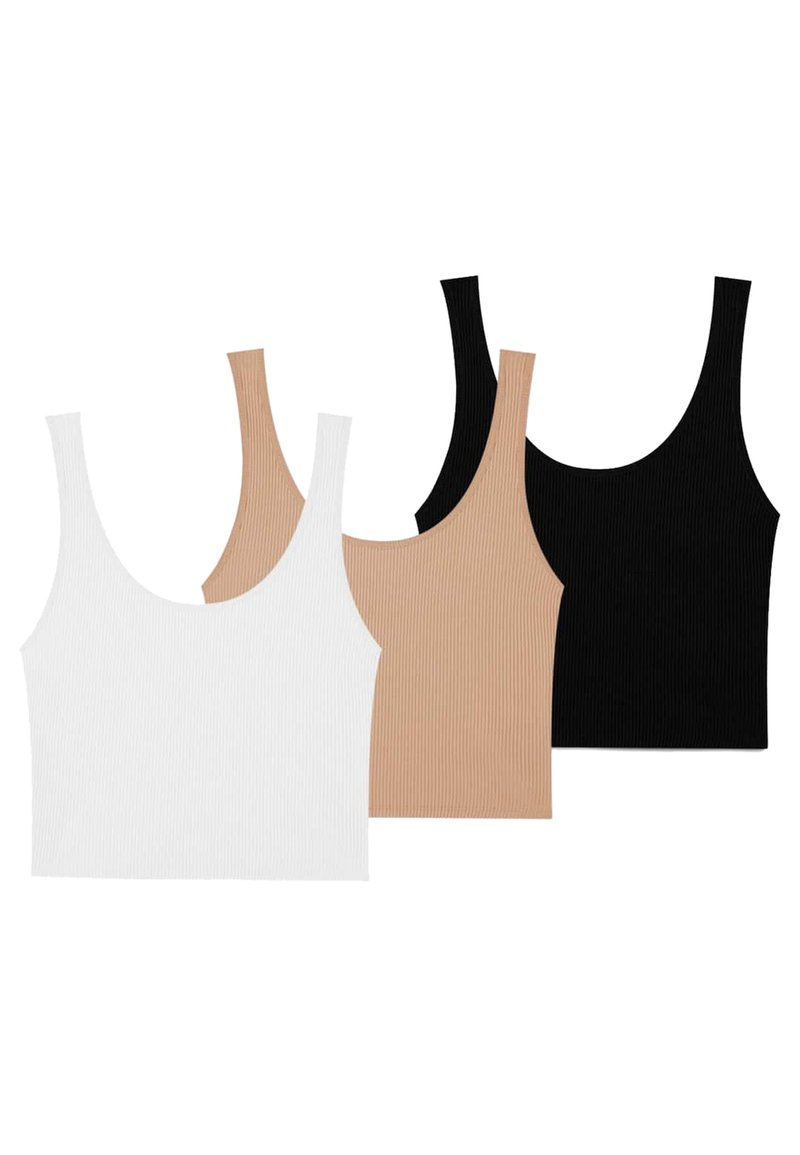 Stradivarius Stradivarius 3 PACK - Top - black 50% Rabatt mit kostenlosem Versand