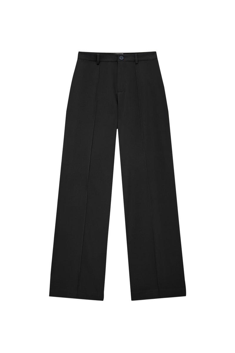 PULL&BEAR PULL&BEAR IM REGULAR-FIT MIT ZIERNAHT VORNE - Trousers - black Clearance-Verkauf