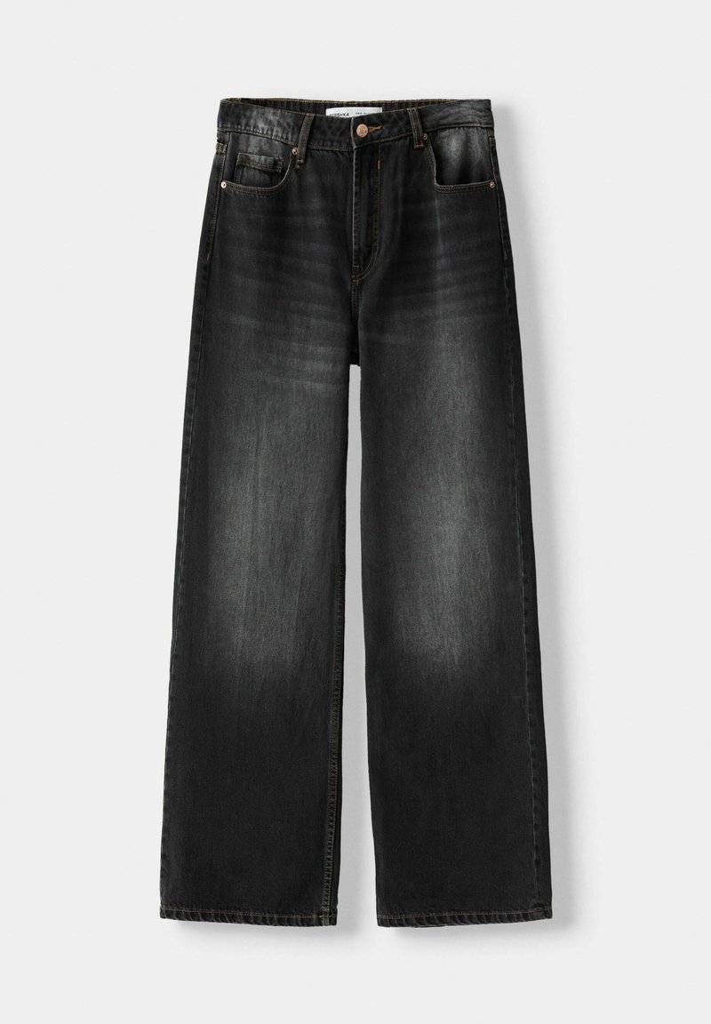 Bershka Bershka BAGGY - Flared Jeans - black Speichern exportieren