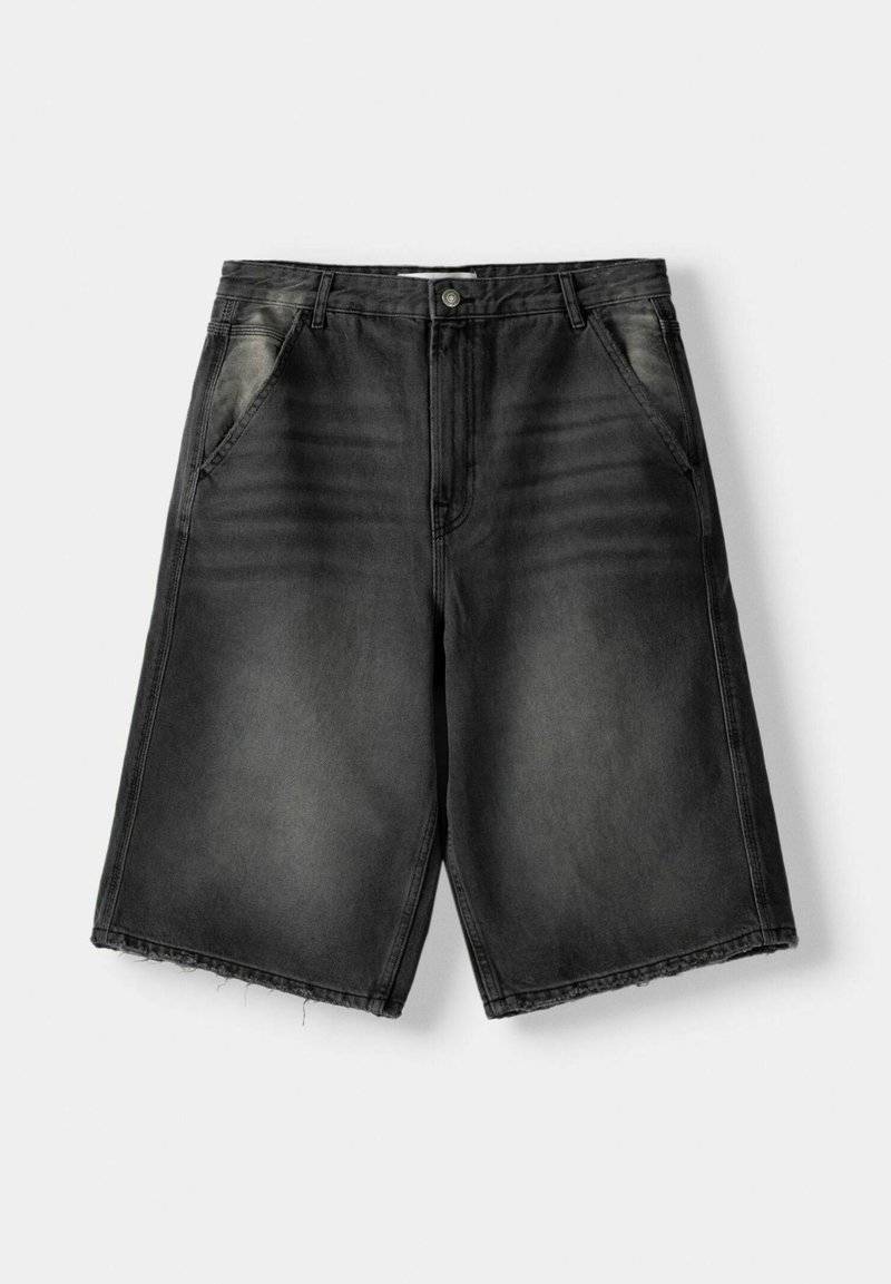 Bershka Bershka SKATER - Denim shorts - black Rabatte dieses Monats