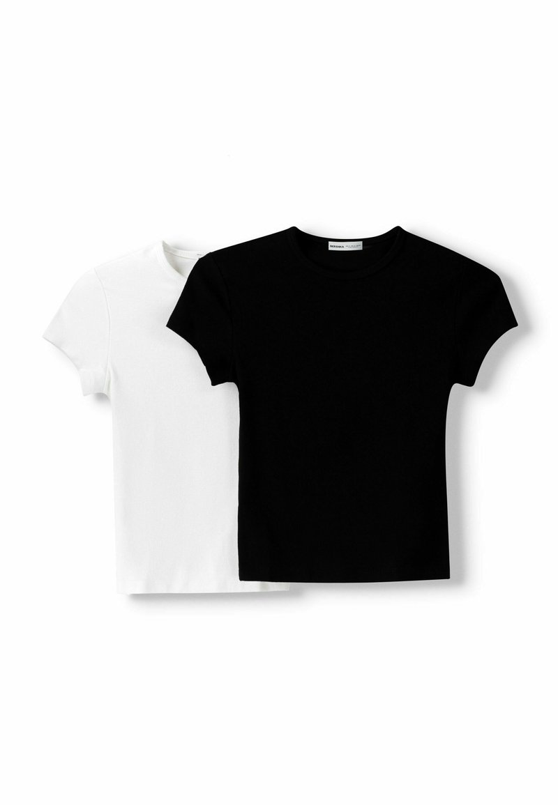 Bershka Bershka SHORT SLEEVE ROUND NECK 2 PACK - Basic T-shirt - black im Angebot