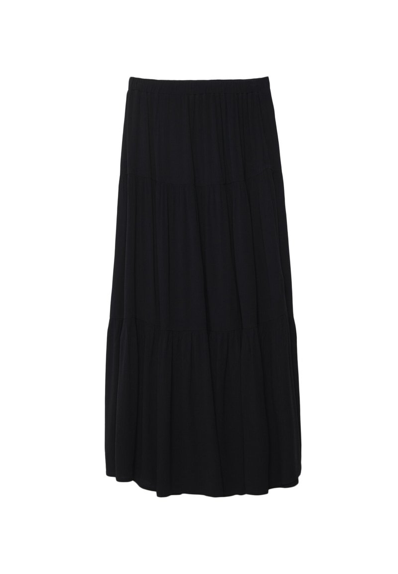 Stradivarius Stradivarius PEASANT - Maxi skirt - black Schlussverkauf