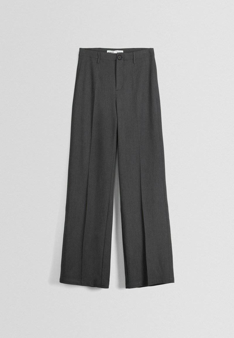 Bershka Bershka WIDE-LEG TAILORED - Trousers - mottled dark grey VIP-Rabatte