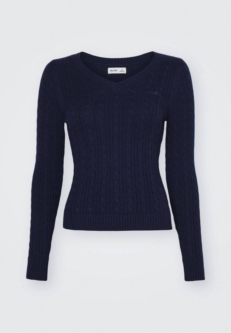 Hollister Co. Hollister Co. ICON CABLE V NECK - Jumper - navy blazer Nur für heute