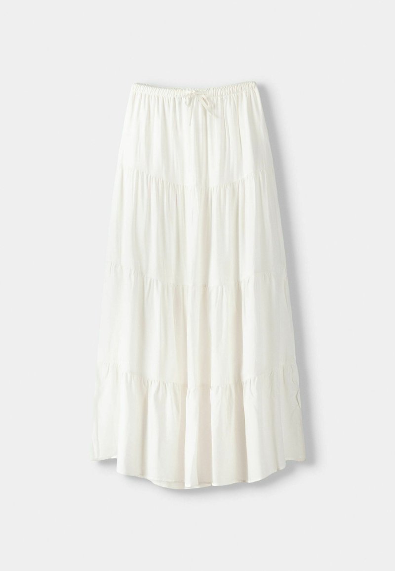 Bershka Bershka ELASTICATED - Maxi skirt - white Bis zu 55% Rabatt