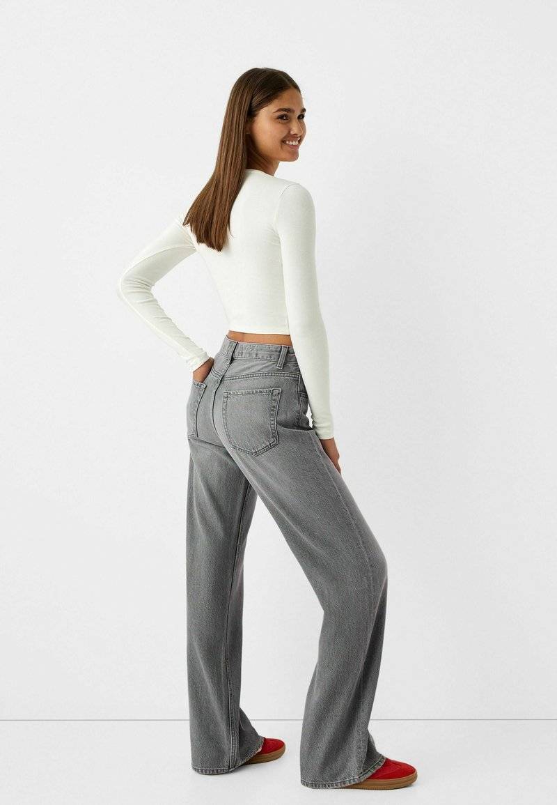 Bershka Bershka Flared Jeans - mottled dark grey Super Rabatt