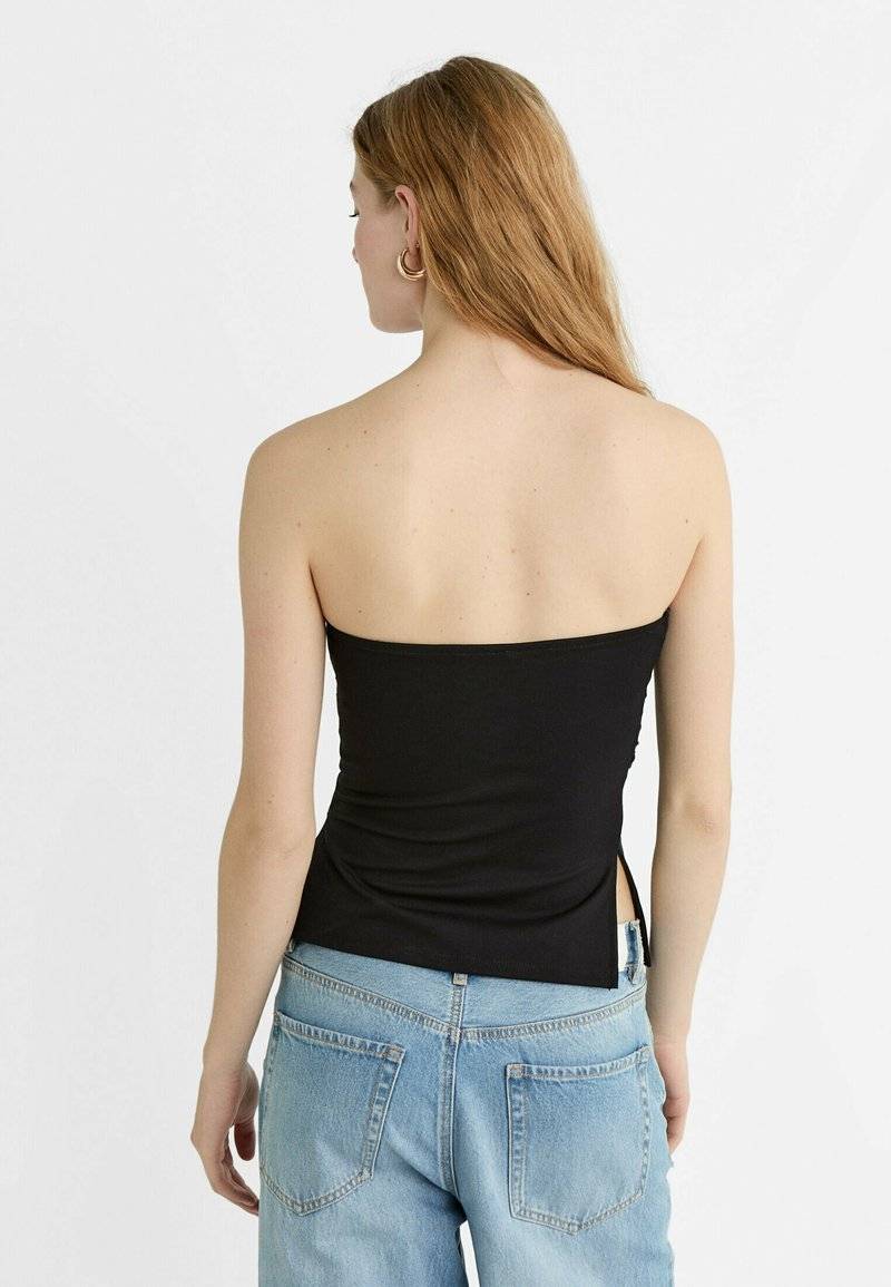 Stradivarius Stradivarius BANDEAU WITH SIDE VENTS - Top - black 50% Rabatt mit kostenlosem Versand
