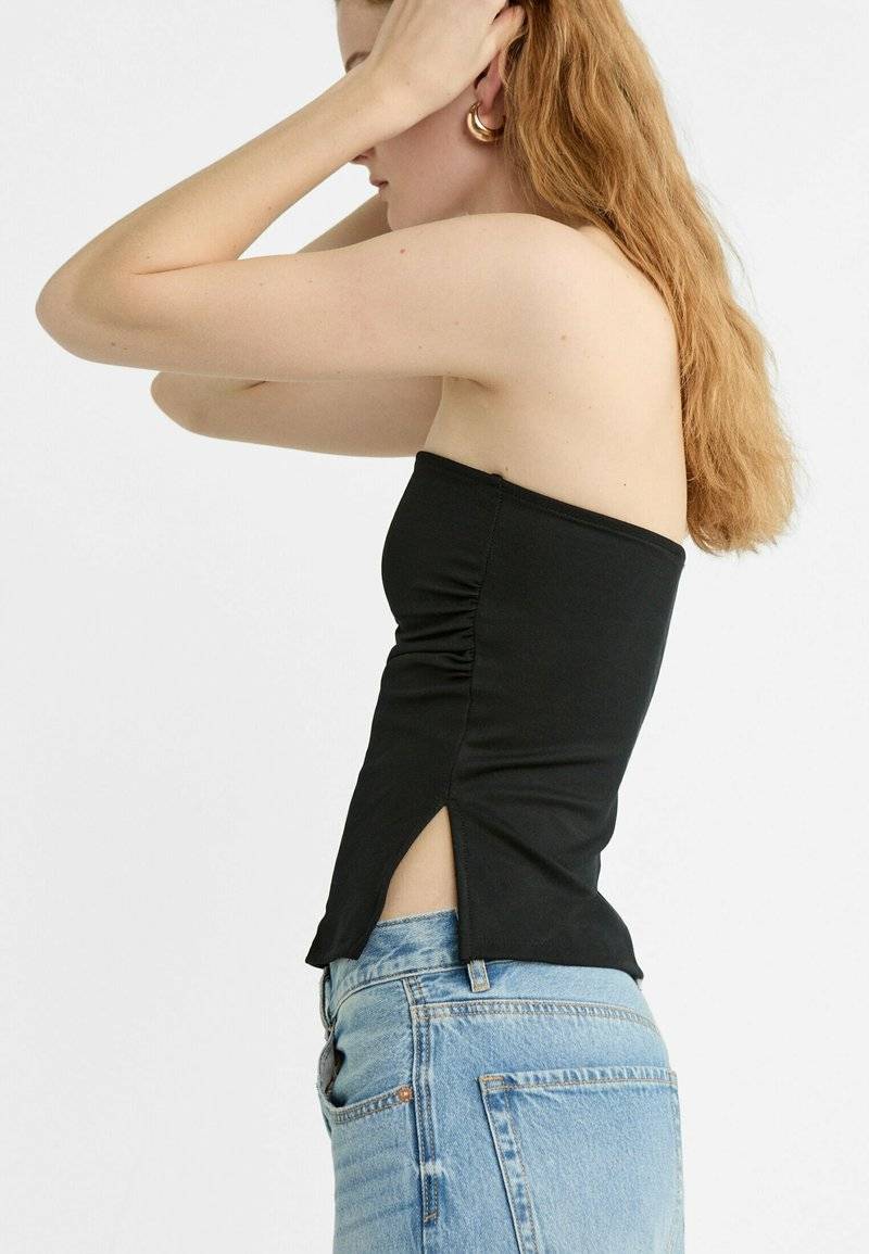Stradivarius Stradivarius BANDEAU WITH SIDE VENTS - Top - black 50% Rabatt mit kostenlosem Versand