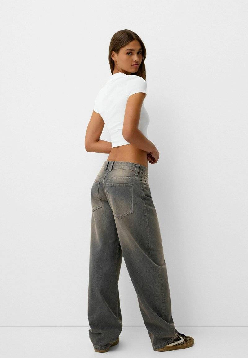 Bershka Bershka BALLOON FIT - Relaxed fit jeans - mottled dark grey Kostenloser Versand international