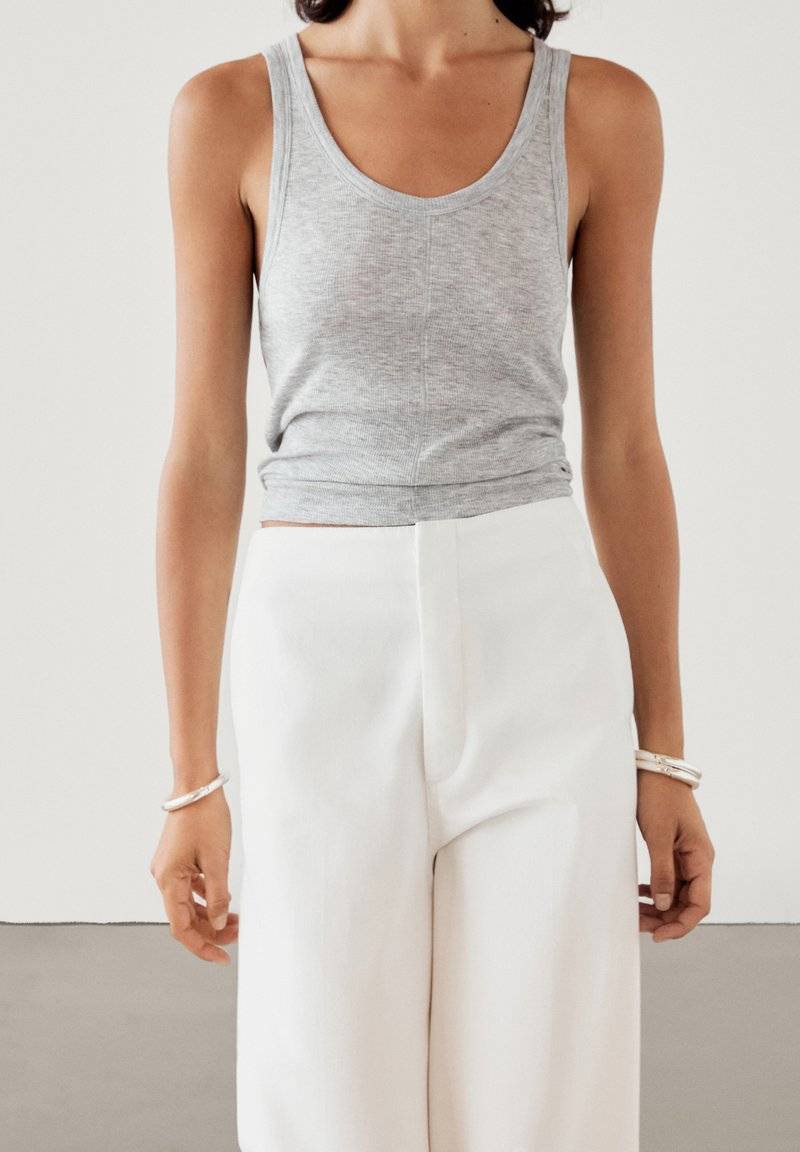 Massimo Dutti Massimo Dutti HIGH-WAIST FLARED - Trousers - white Fabrikladen