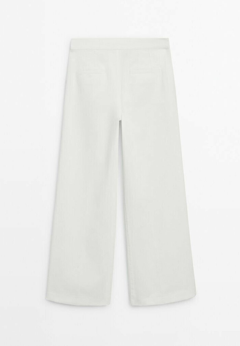 Massimo Dutti Massimo Dutti HIGH-WAIST FLARED - Trousers - white Fabrikladen