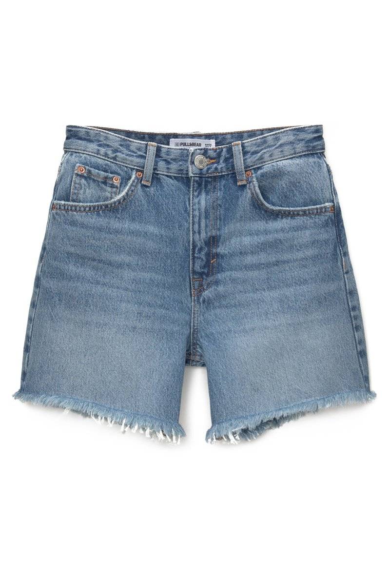 PULL&BEAR PULL&BEAR HIGH-WAIST - BERMUDA - Denim shorts - blue denim Begrenzt auf 3 Tage