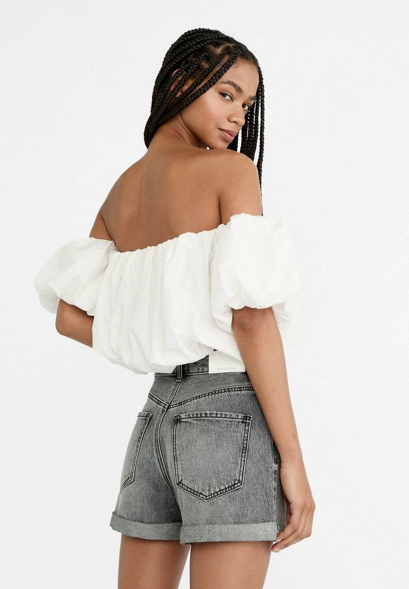 Stradivarius Stradivarius MOM - Denim shorts - grey denim Rabatte dieses Monats