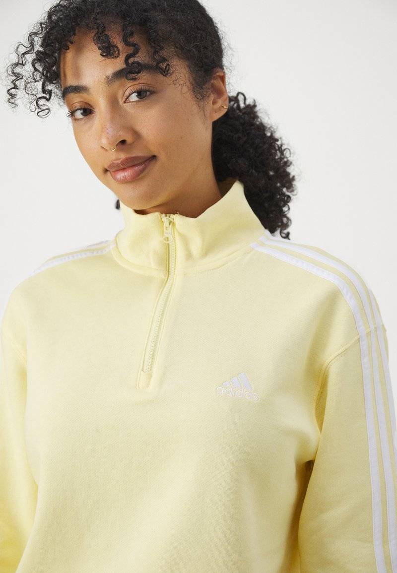 adidas Sportswear adidas Sportswear ESSENTIALS 3-STRIPES QUARTER ZIP - Sweatshirt - almost yellow Günstiger Verkauf