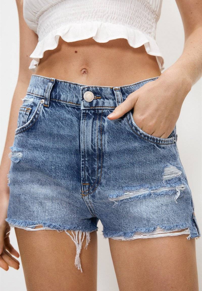 PULL&BEAR PULL&BEAR Denim shorts - blue denim Riesige Rabatte