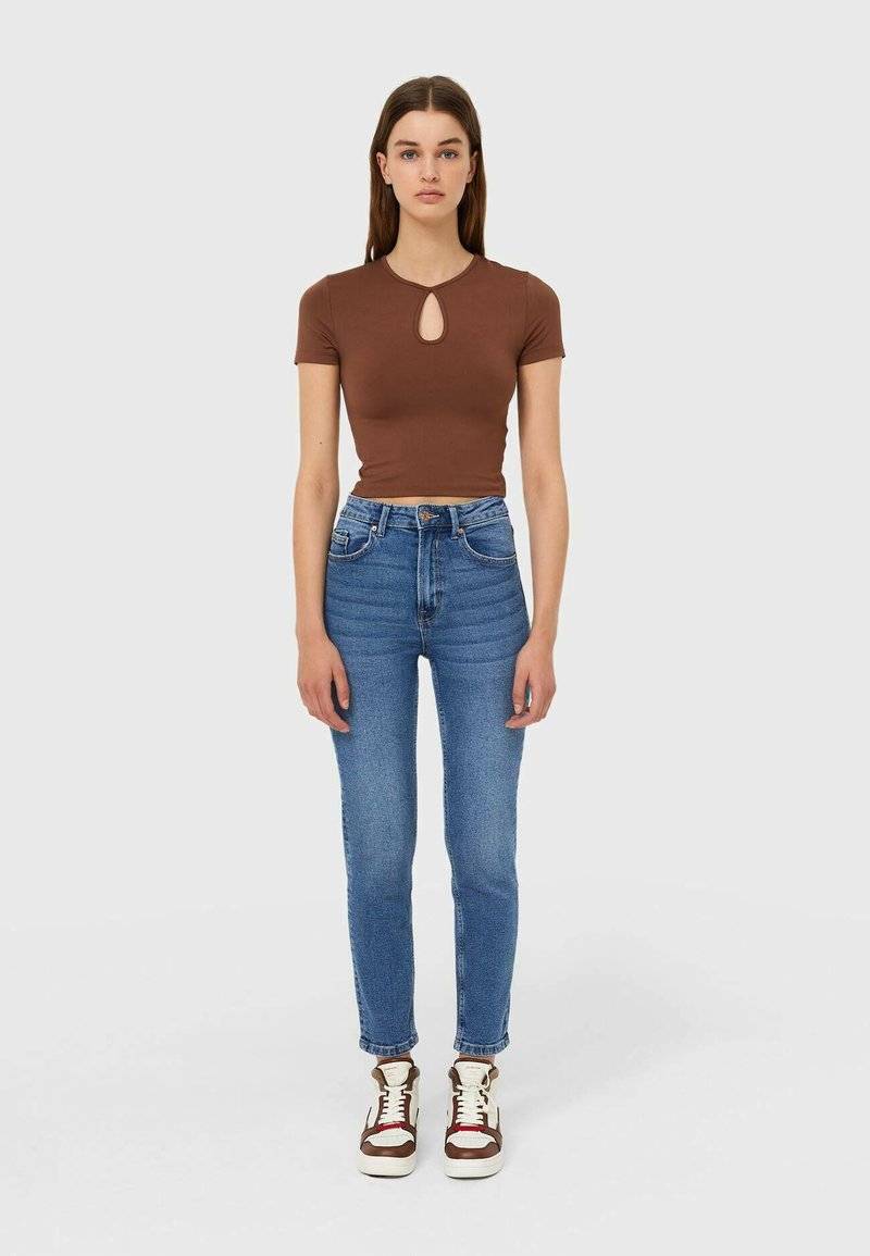 Stradivarius Stradivarius SLIM FIT - Slim fit jeans - dark blue Schlussverkauf